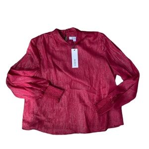 NWT BB Dakota Red/Silver Holiday Blouse Size Medium